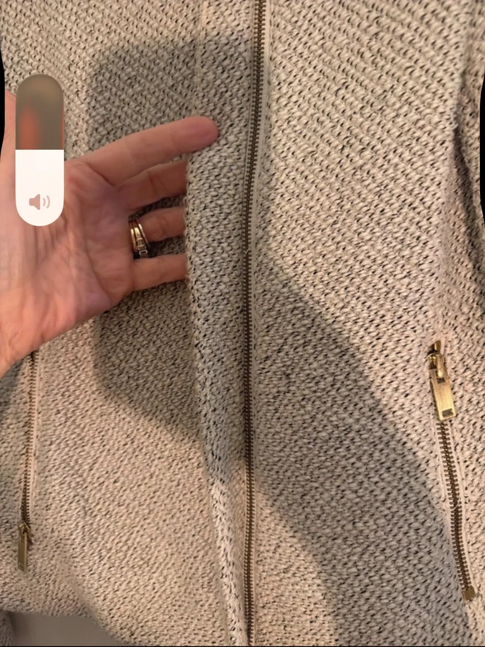 Ann Taylor Stylish Textured Cream Women's Jacket with Gold Zippers